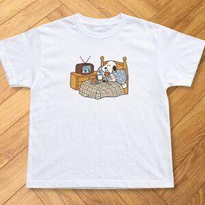 Cute Snoopy Eating Cookies In Bed Graphic Tee - Unisex Gildan 5000 - NWT